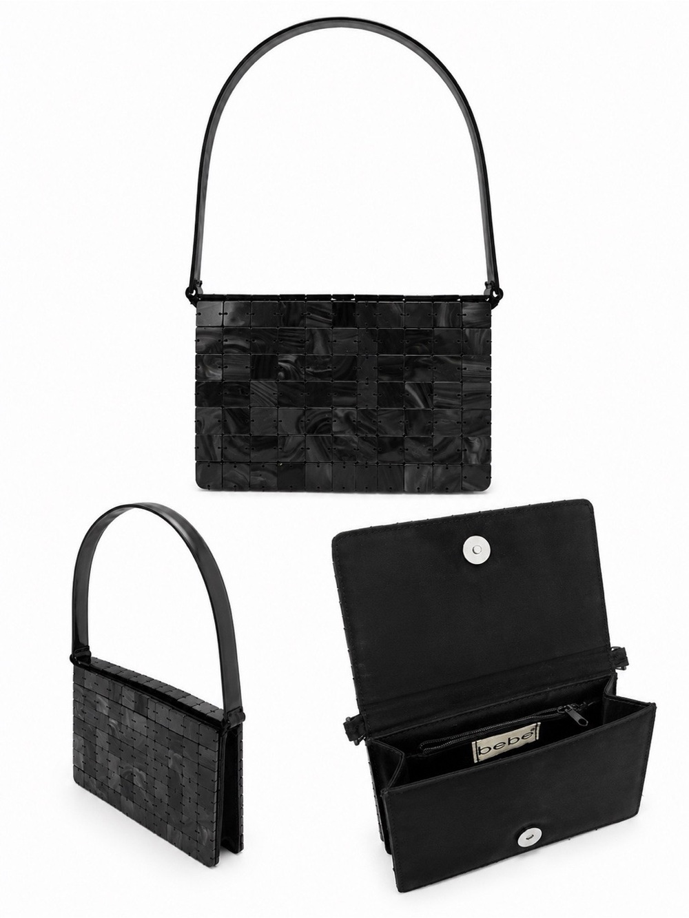 bebe Black Woven Shoulder Clutch bag y2k